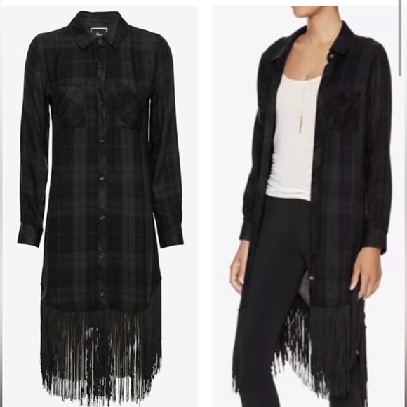 Rails fringe button down plaid shirt dress - Picture 3 of 8